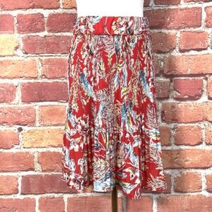 Status Chenault Women's Pleated Skirt Multicolor Floral Elastic Waist Size M New